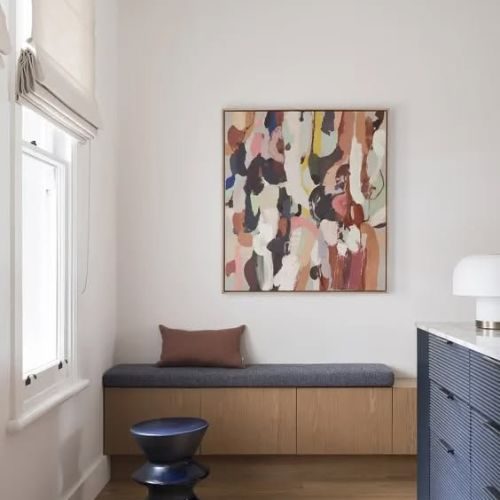 Custom window seat and navy cabinetry from a 10X Joinery whole-home package in Sydney
